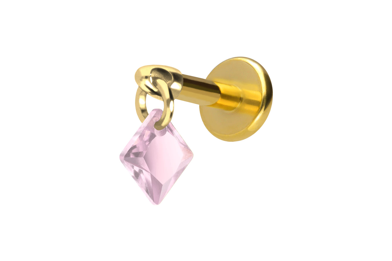 Titan Labret Piercing mit Innengewinde KRISTALLQUADRAT
